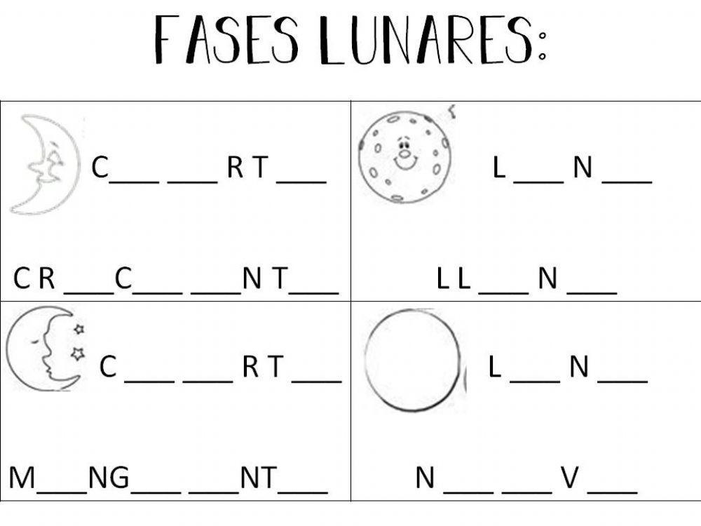 Completa las vocales de las fases lunares
