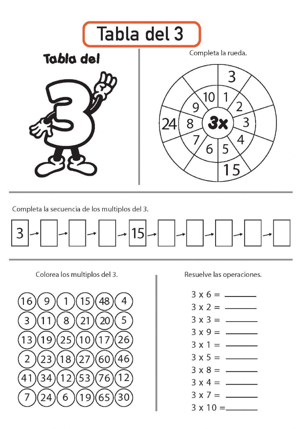 Tabla del 3 y múltiplos