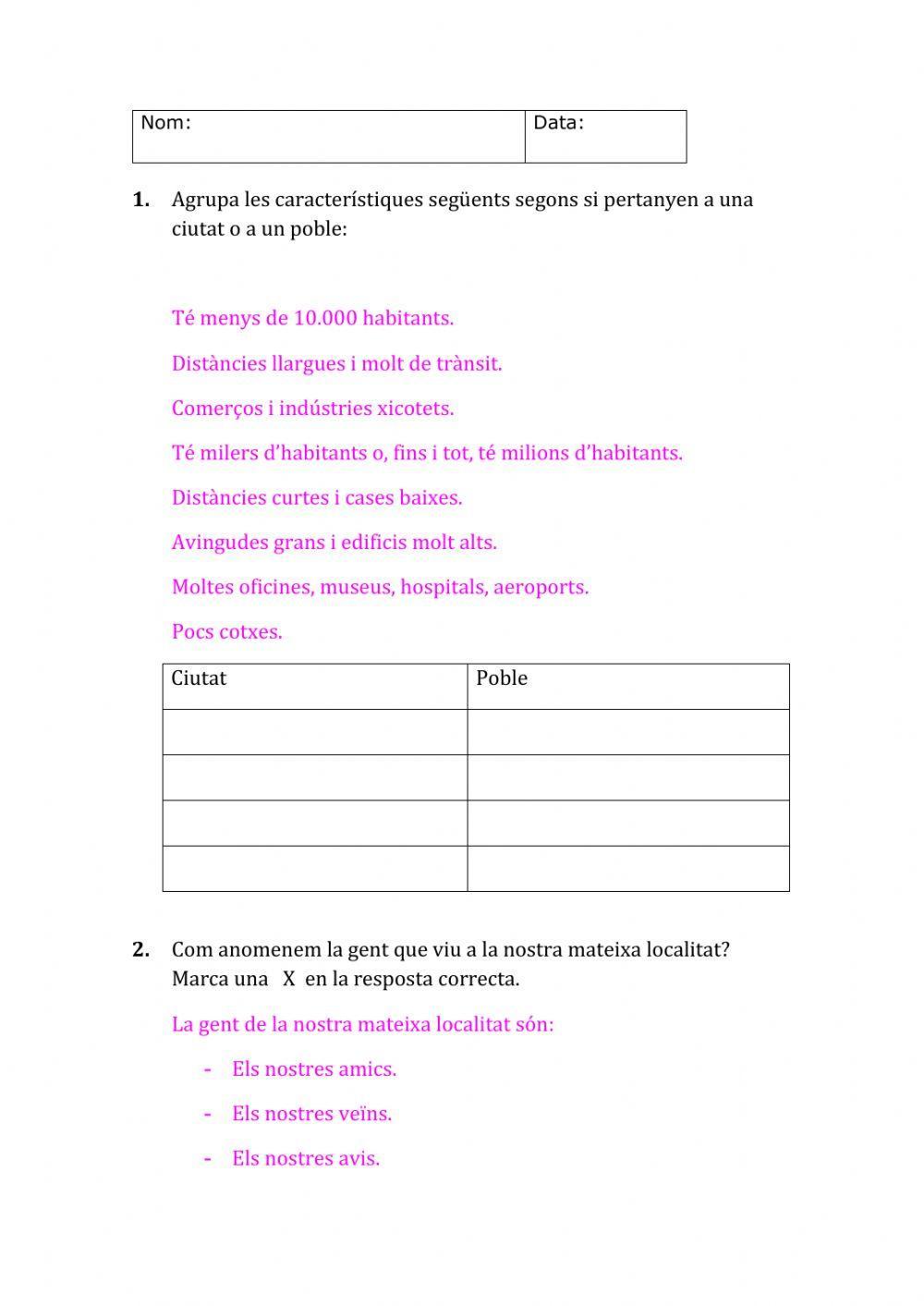 Localitat, barri i municipi