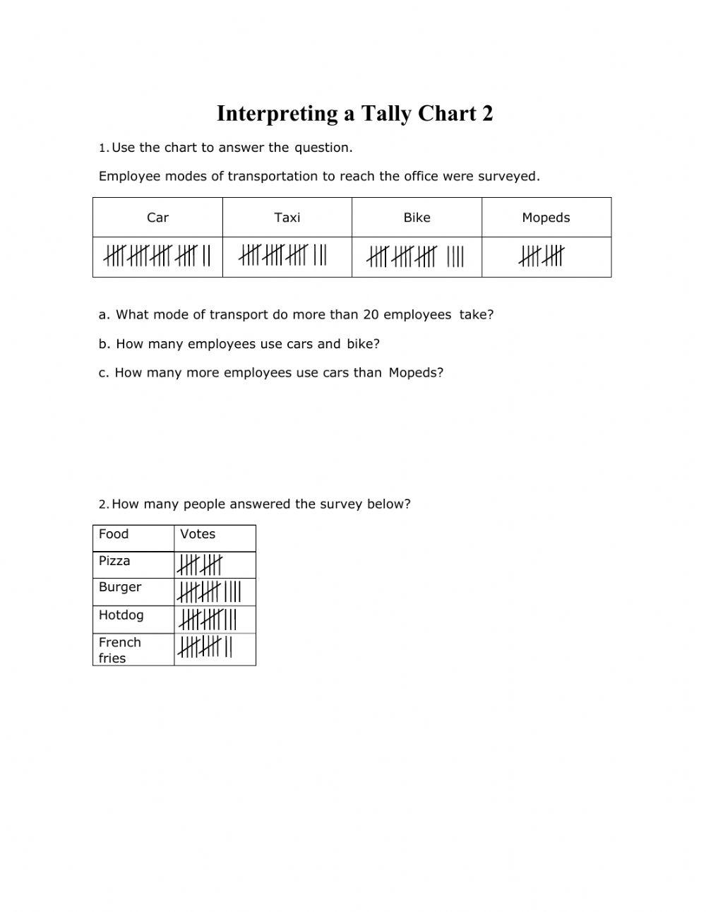 MA2-Wednesday (Interpreting a tally chart 2)