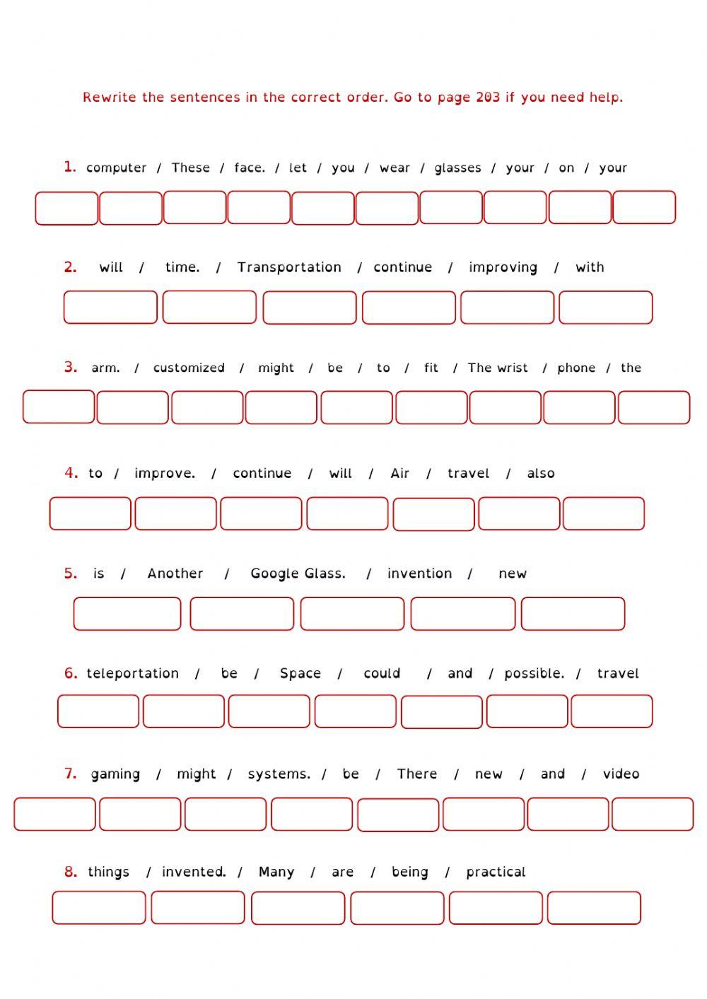 Rewrite the sentences