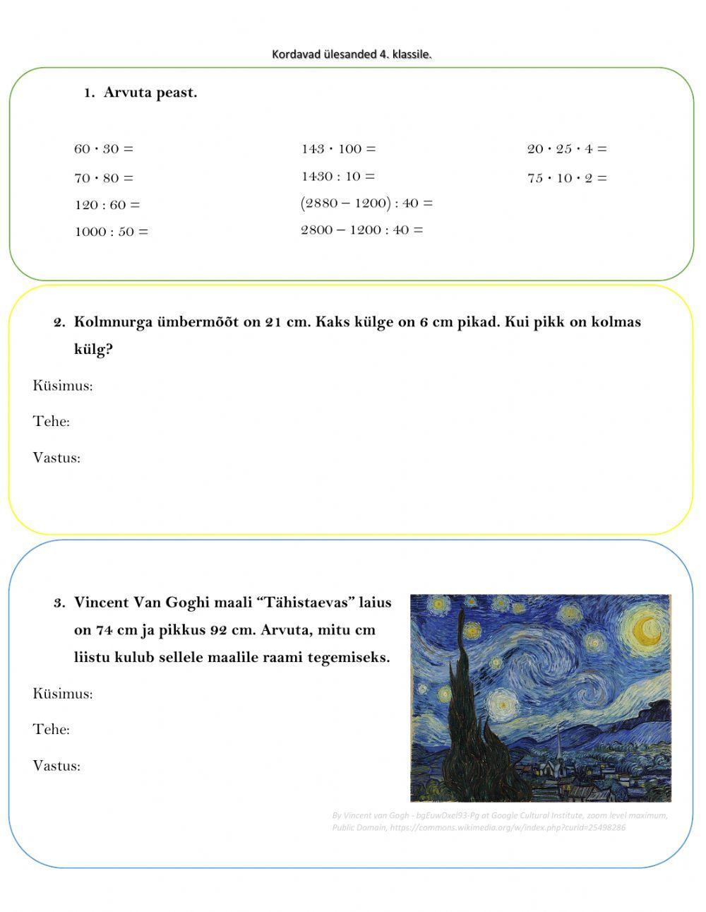 Kordamine 4. klassile