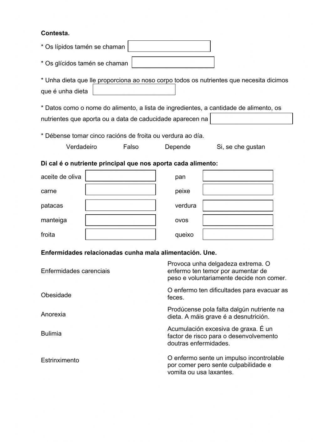 Nutrición 6. Os alimentos