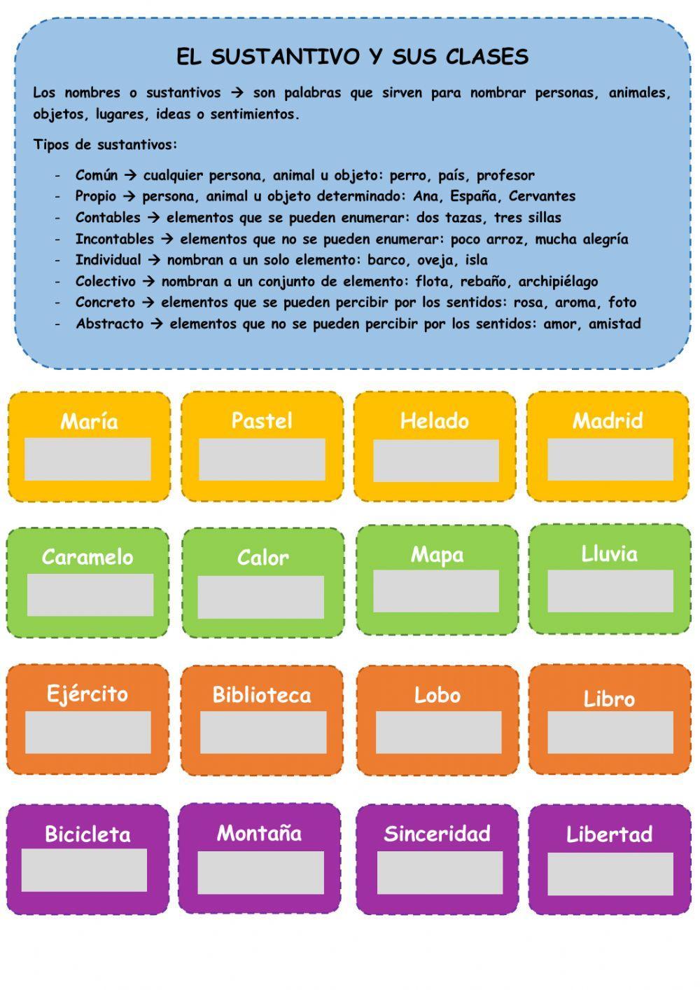 El sustantivo y sus clases