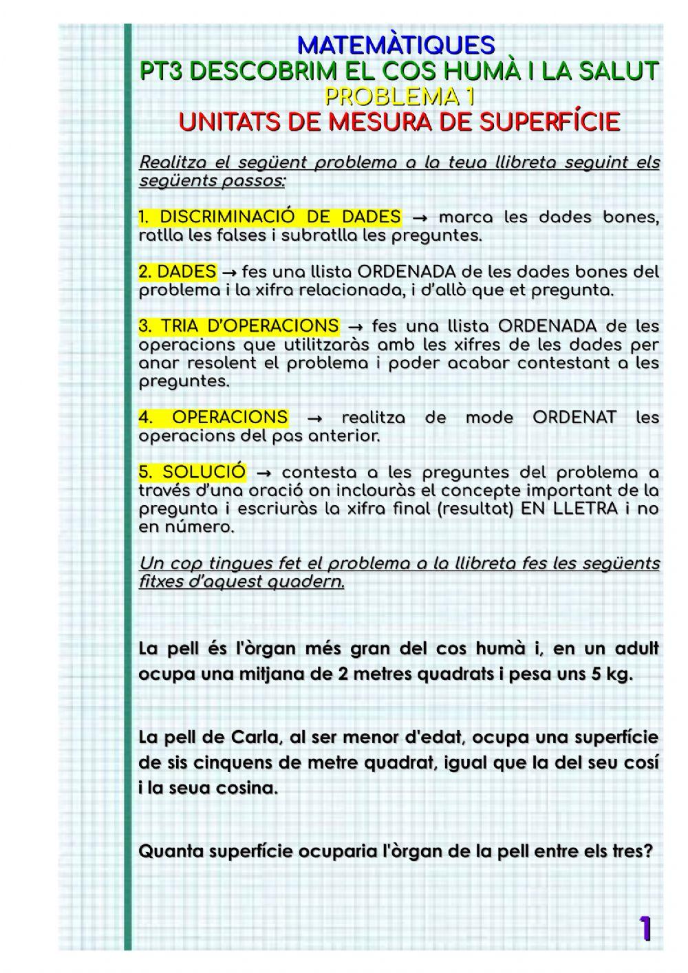 Problemes unitats de superfície