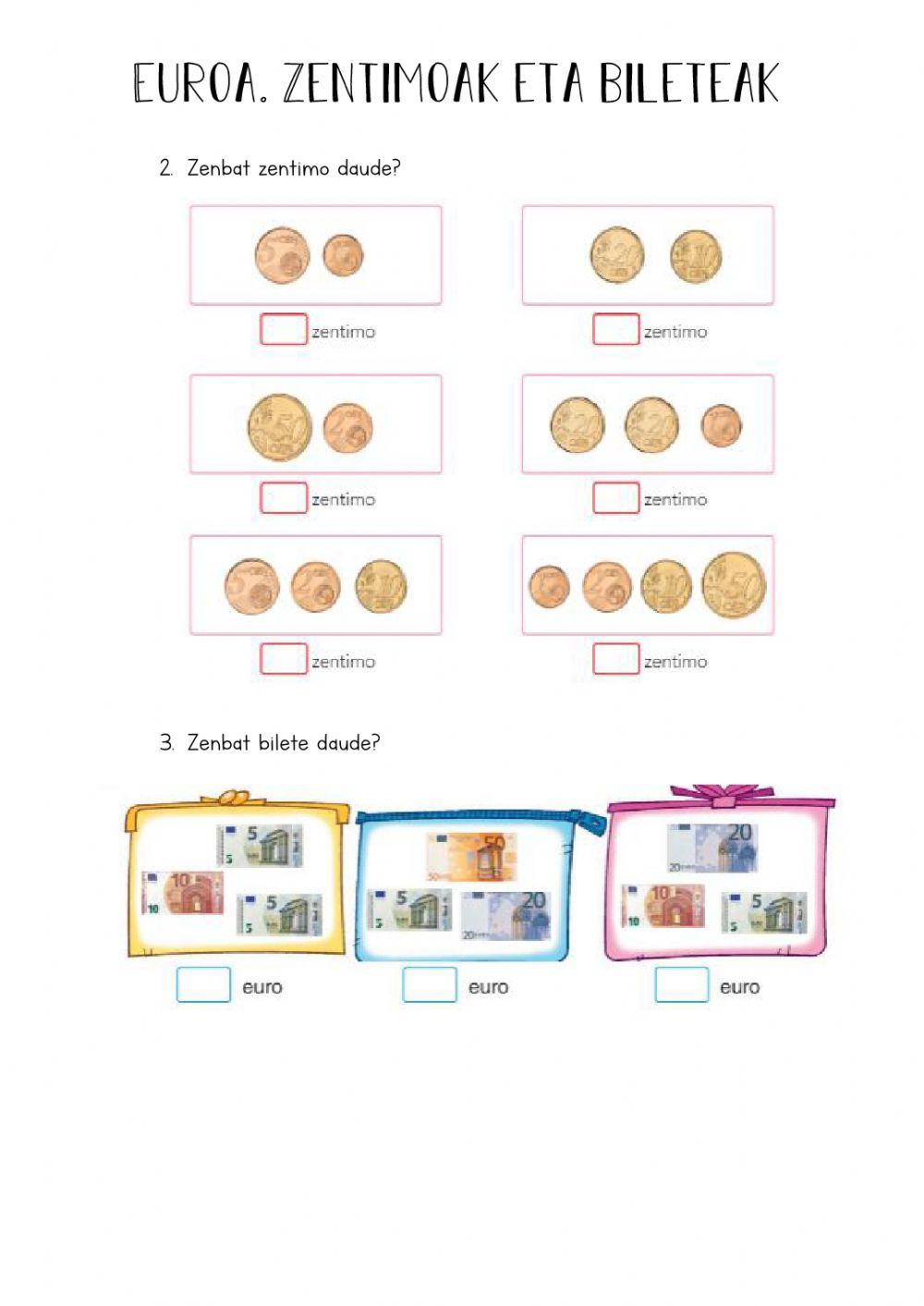 Euroa ezagutzen: txanponak eta bileteak