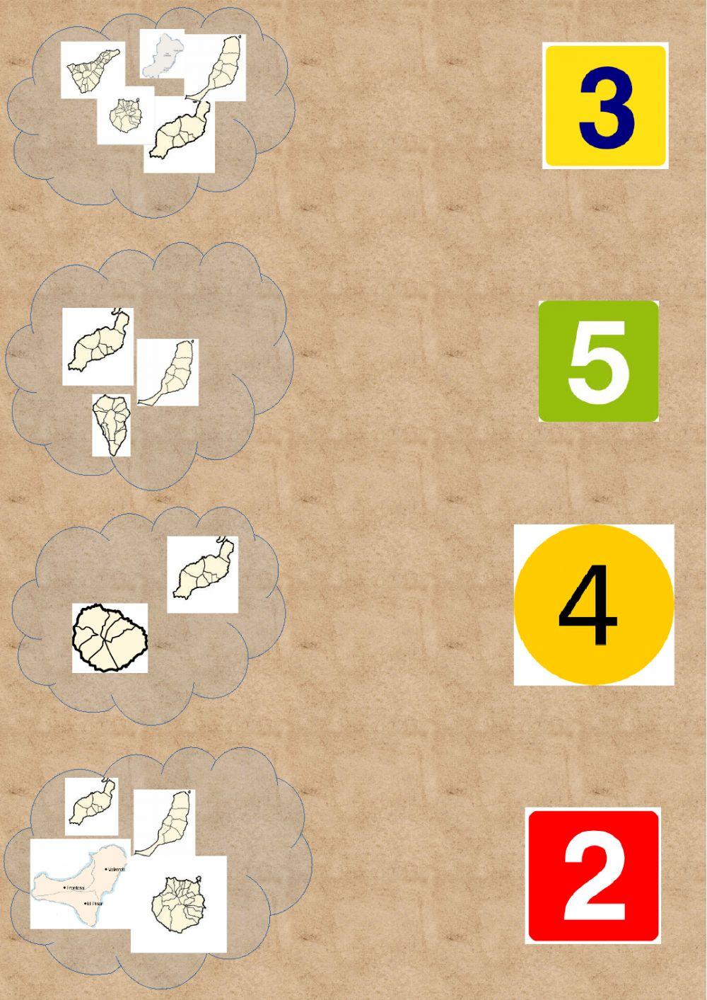 Relacionar cantidad de islas con número ficha de 4 años