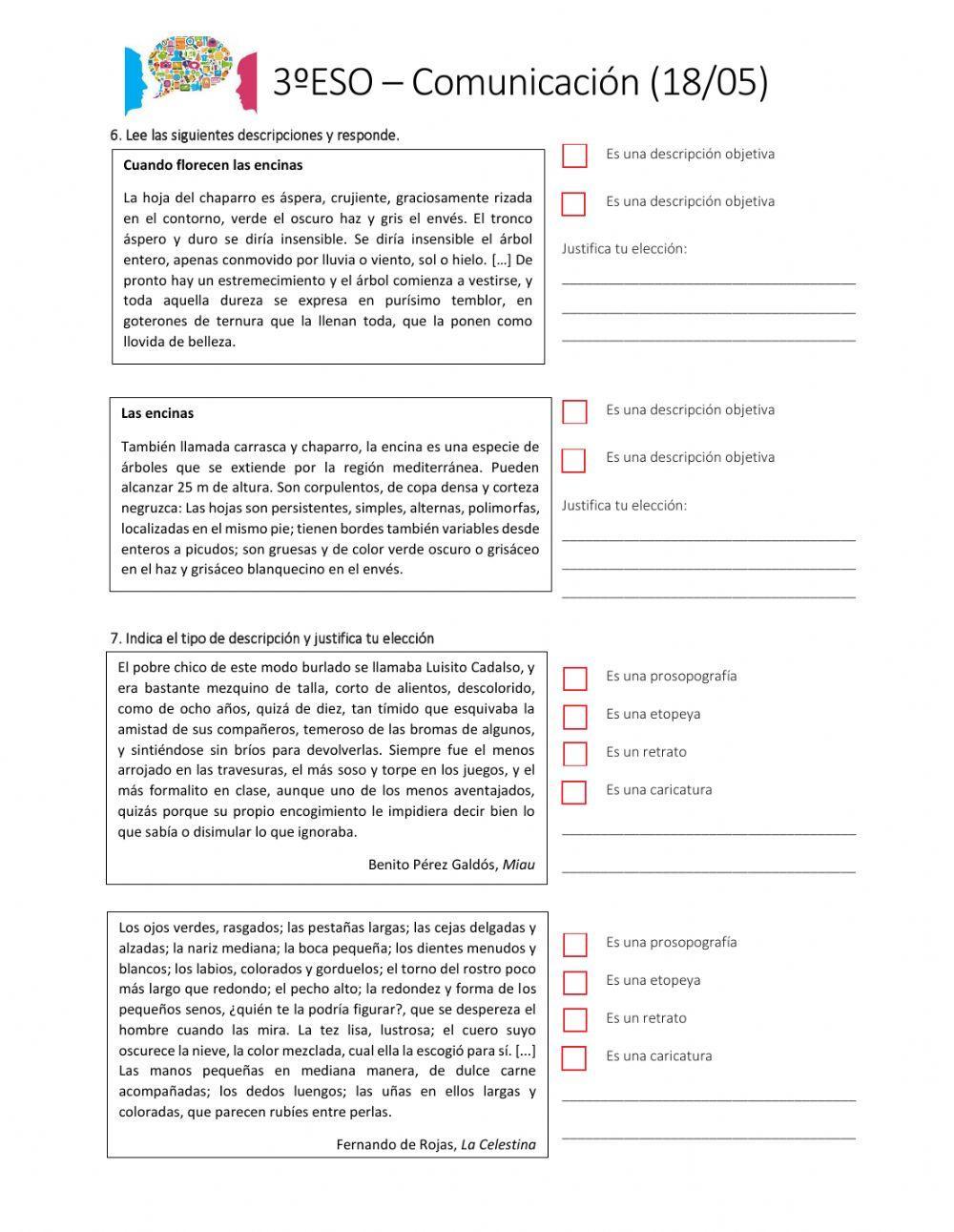 El texto descriptivo El texto descriptivo
