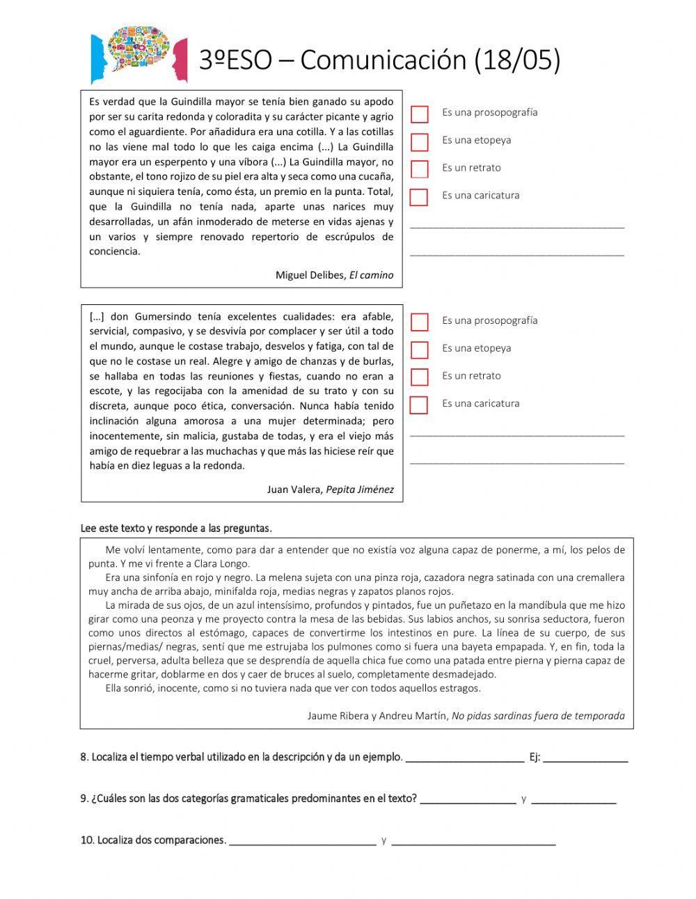 El texto descriptivo El texto descriptivo