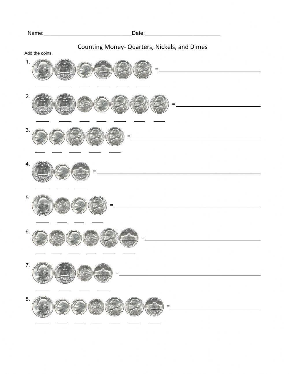 MA1-Thursday (Counting money-quarters, nickels, and dimes)