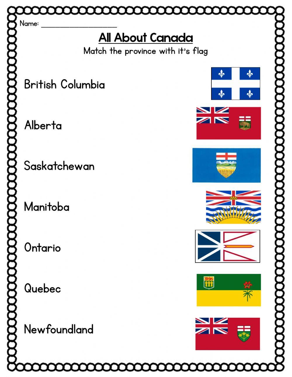 Canada - Matching Provincial Animals and Flags