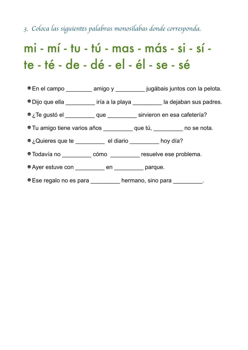 Acentuación palabras