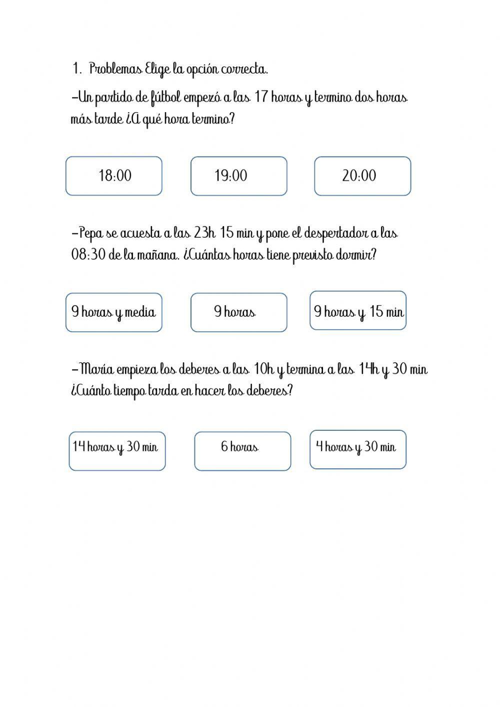 Problemas de horas