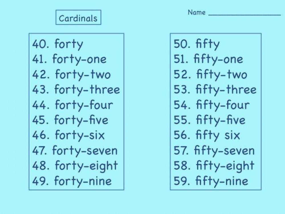 Numbers 40-59 Listening