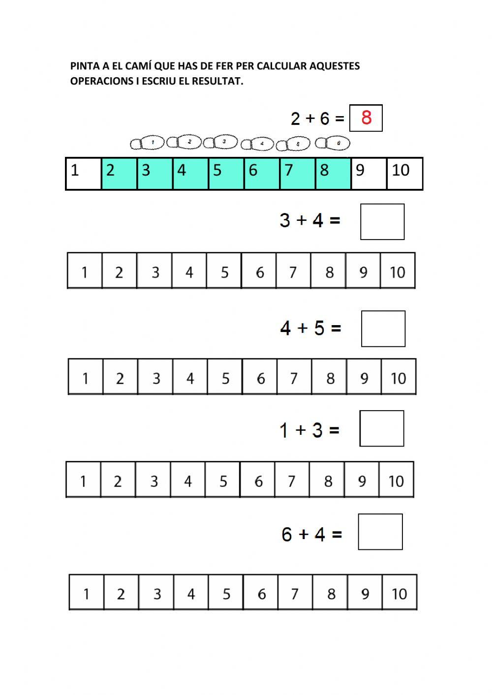 Sumes i restes amb la tira numèrica