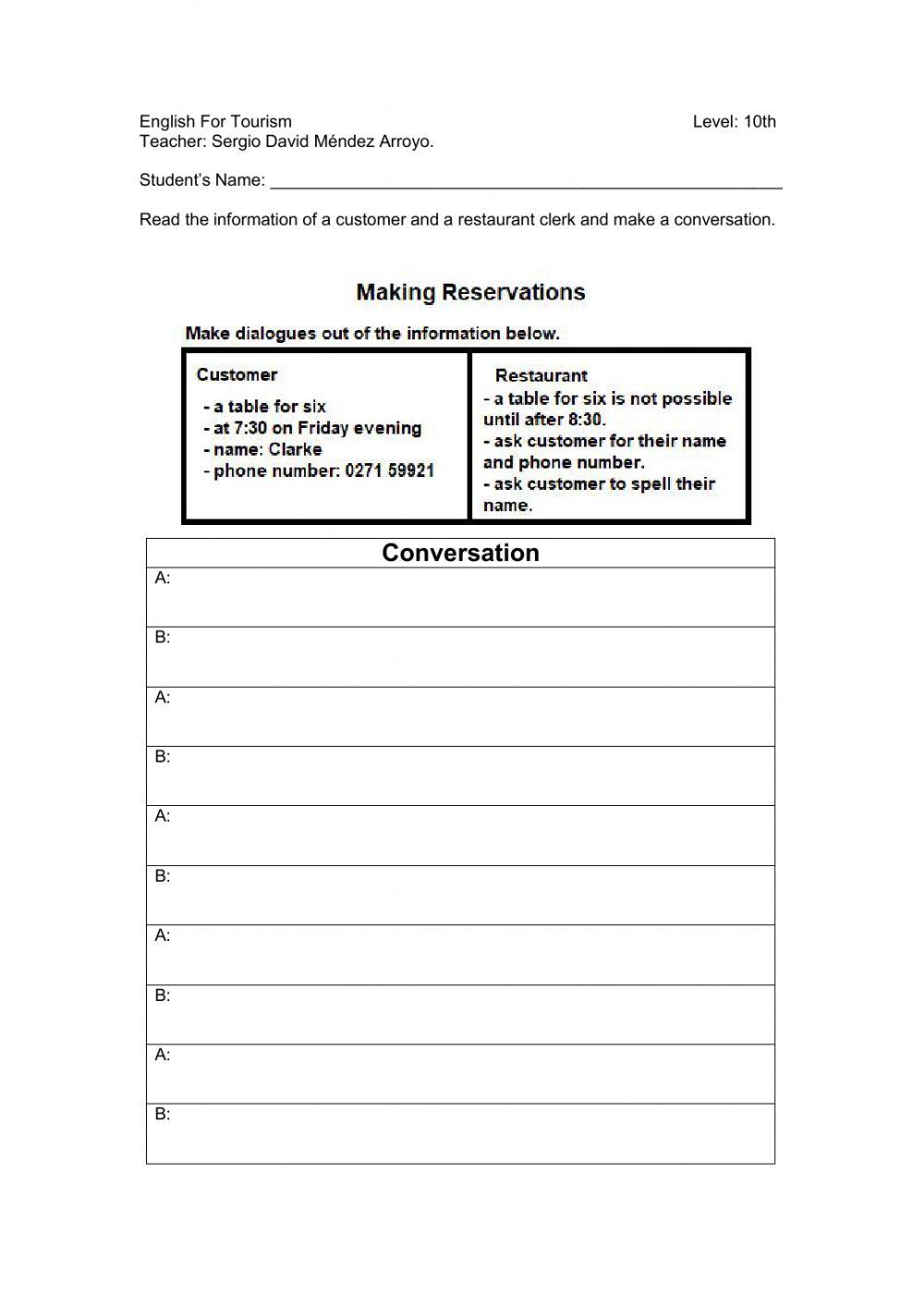 making-reservations-interactive-worksheet-live-worksheets