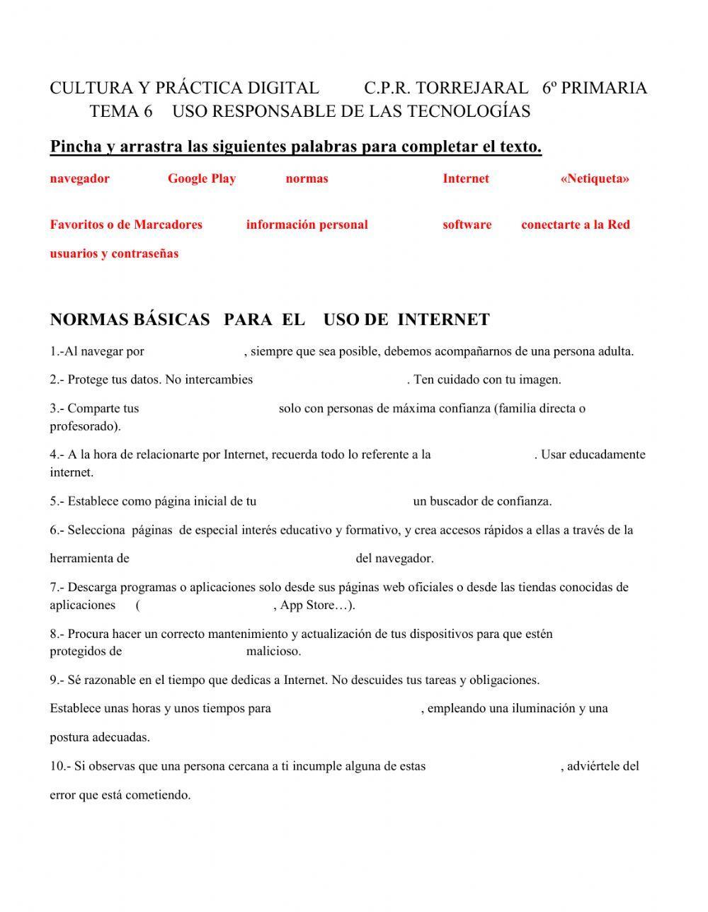 Normas básicas de uso de Internet