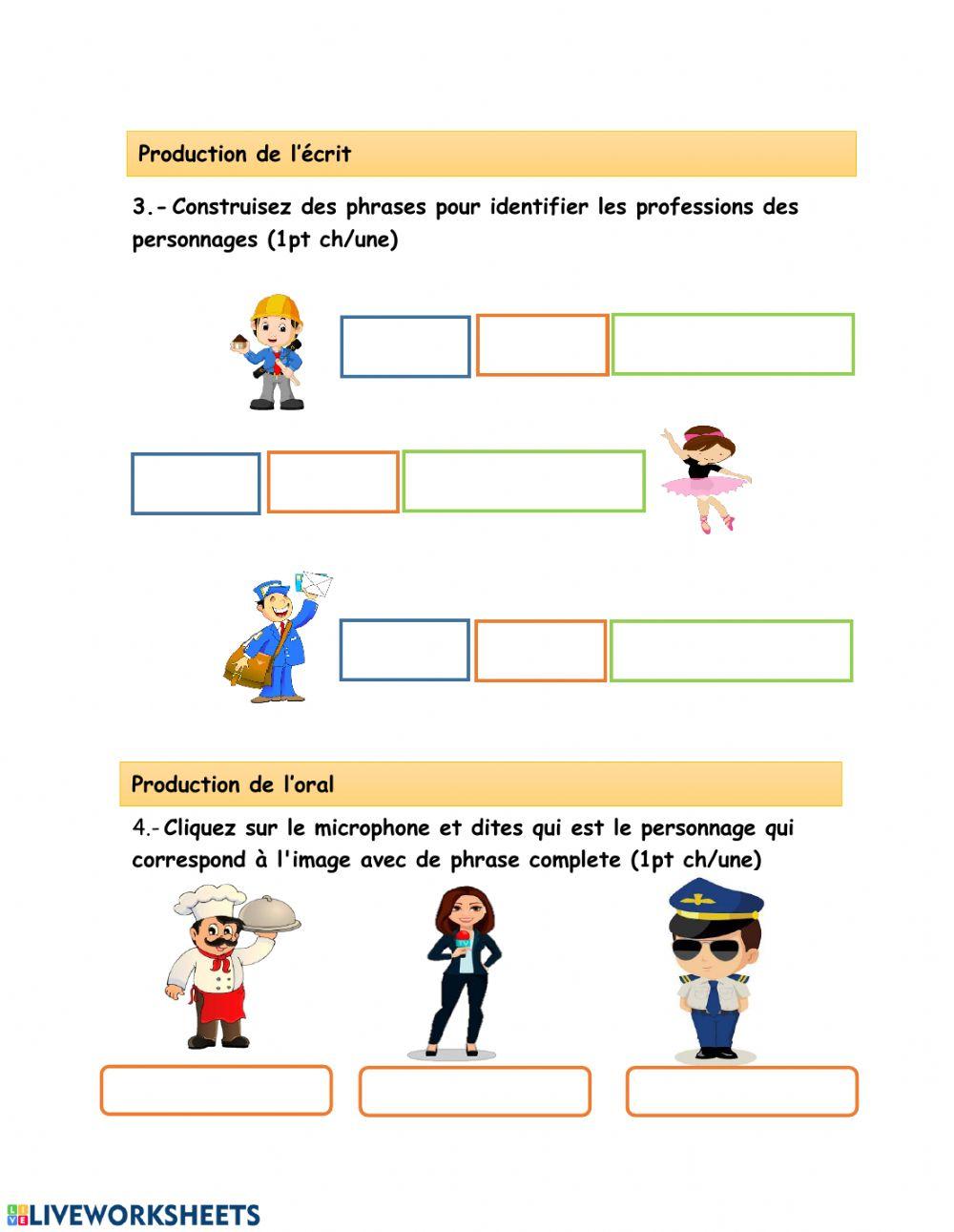 Test sur les profession et le verbe être diferenciada