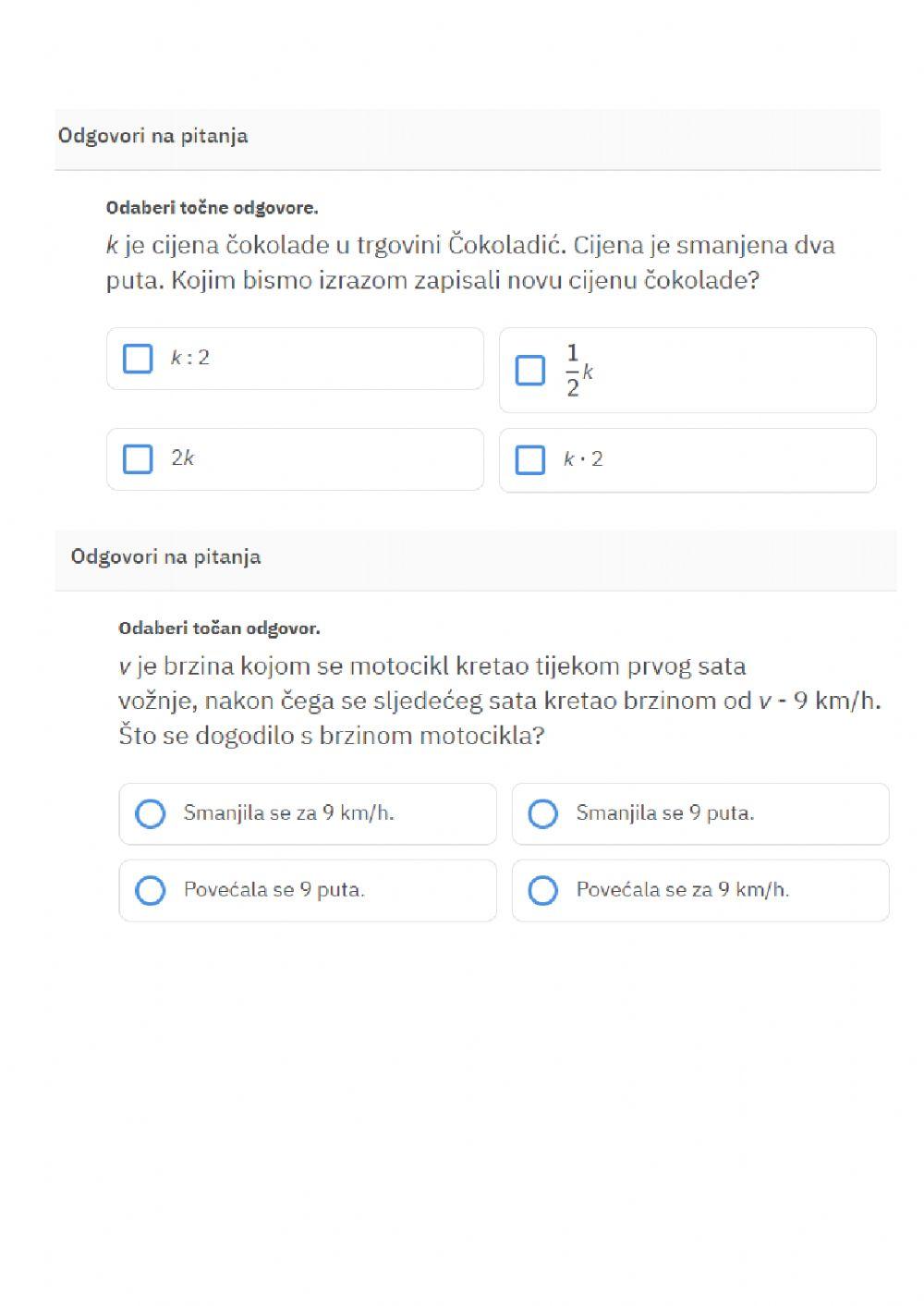 Linearne jednadžbe - vježbaI