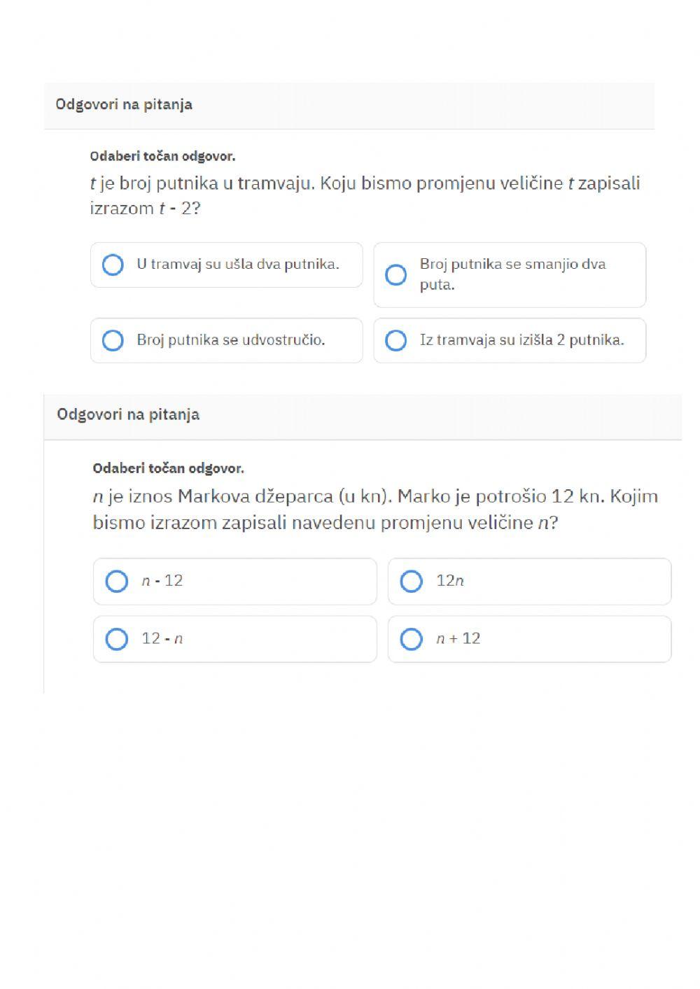 Linearne jednadžbe - vježbaI