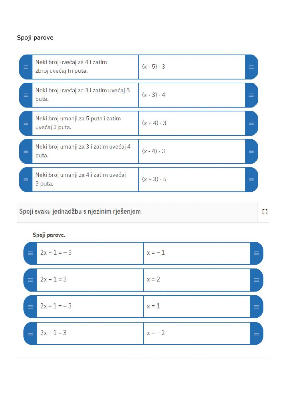 Linearne jednadžbe - vježbaI