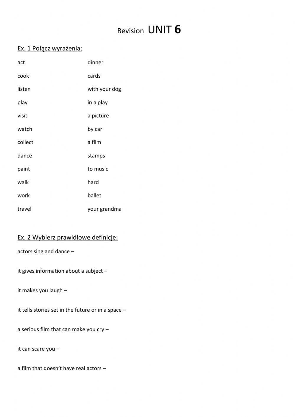 Junior Explorer 5 unit 6 revision