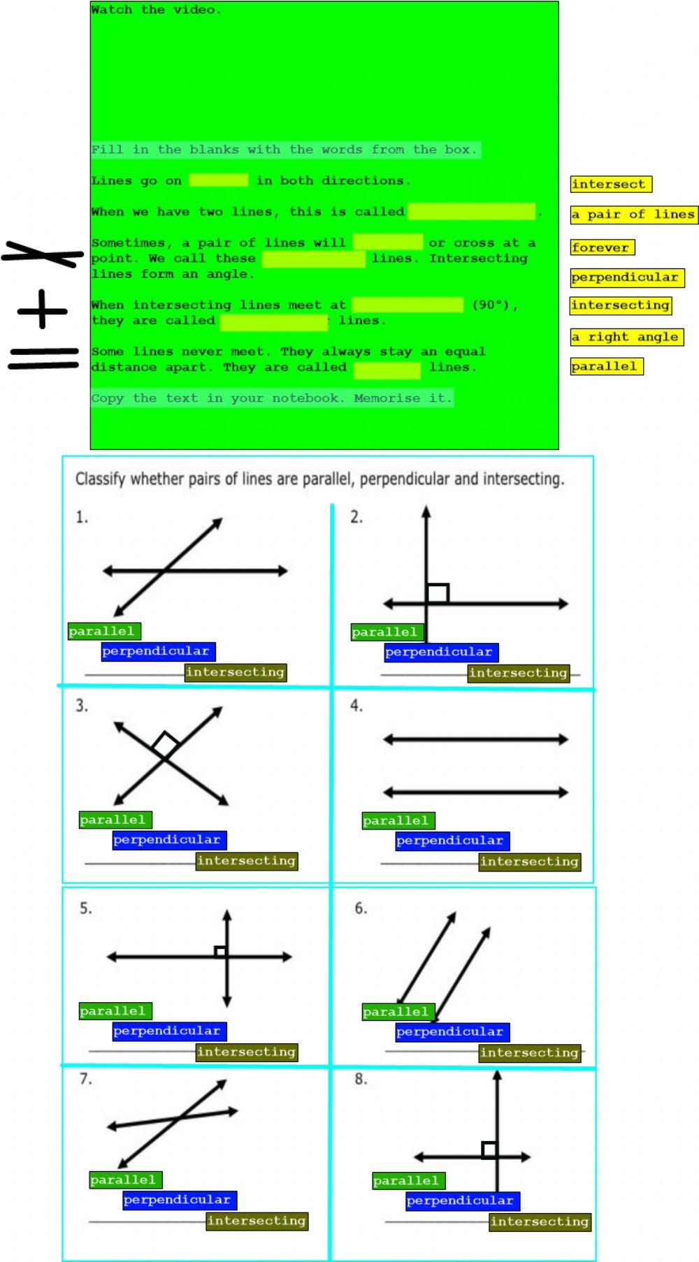 Parallel, Intersecting and Perpendicular Lines