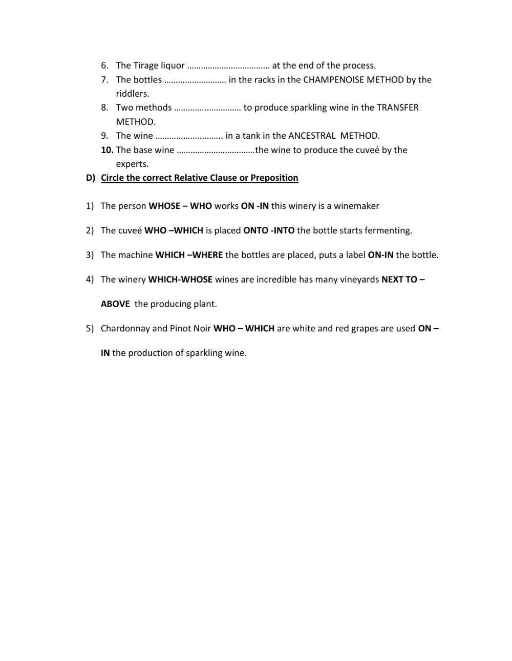 How sparkling wine is made assignment