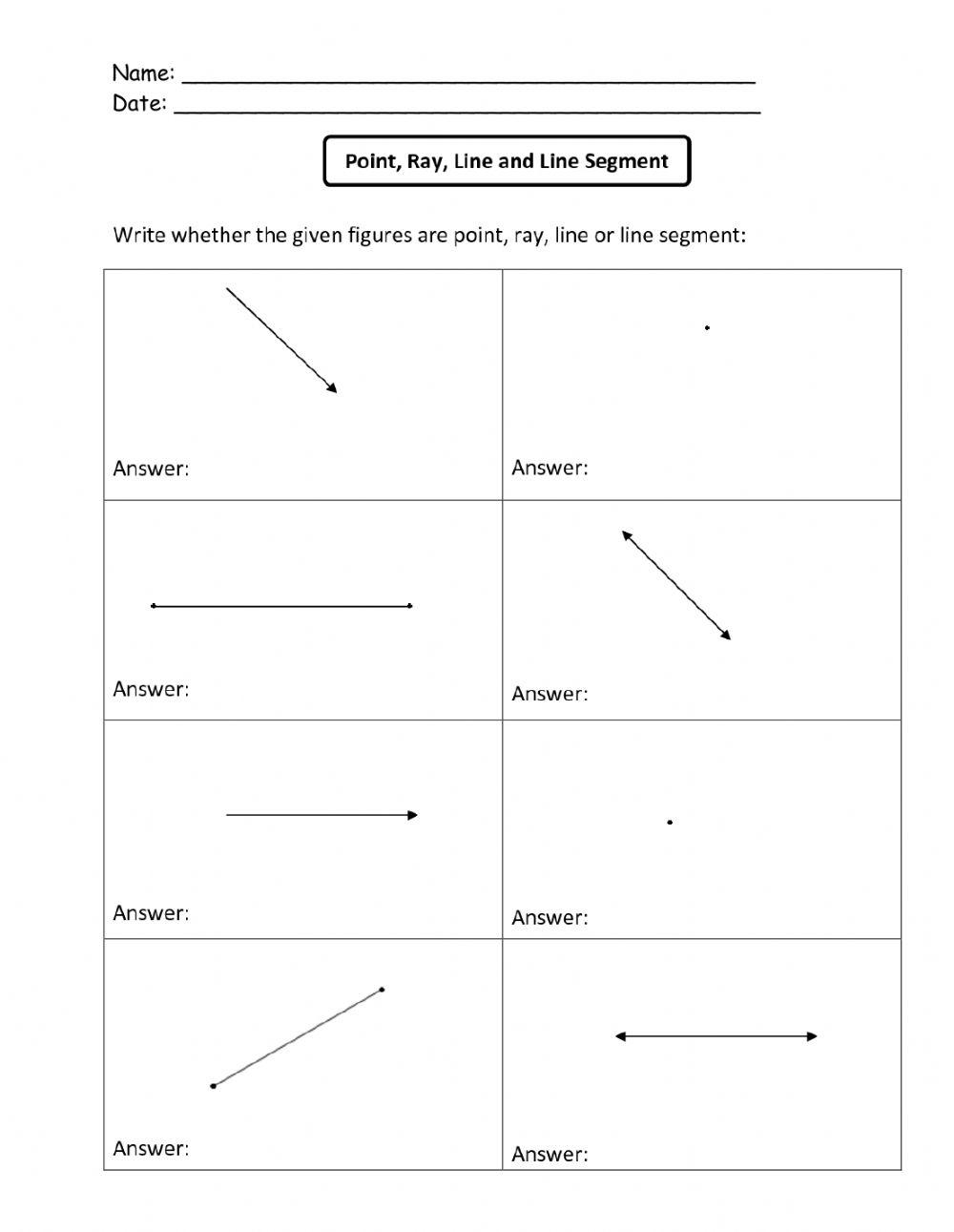 Lines line segments rays and points online exercise for Live