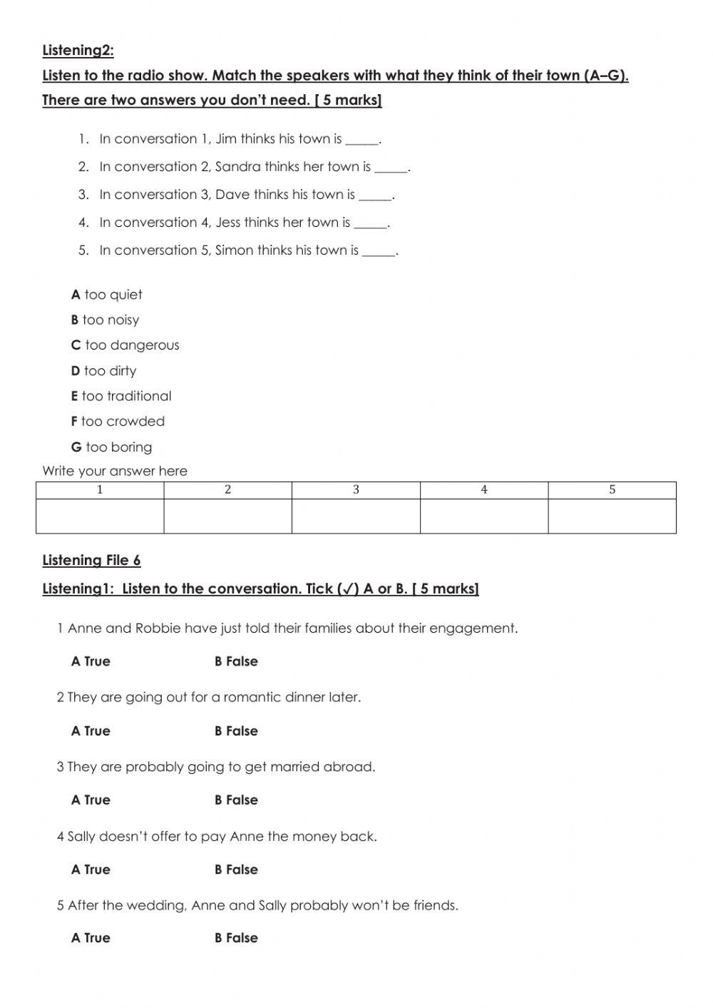 Grade5 English File Listening Test