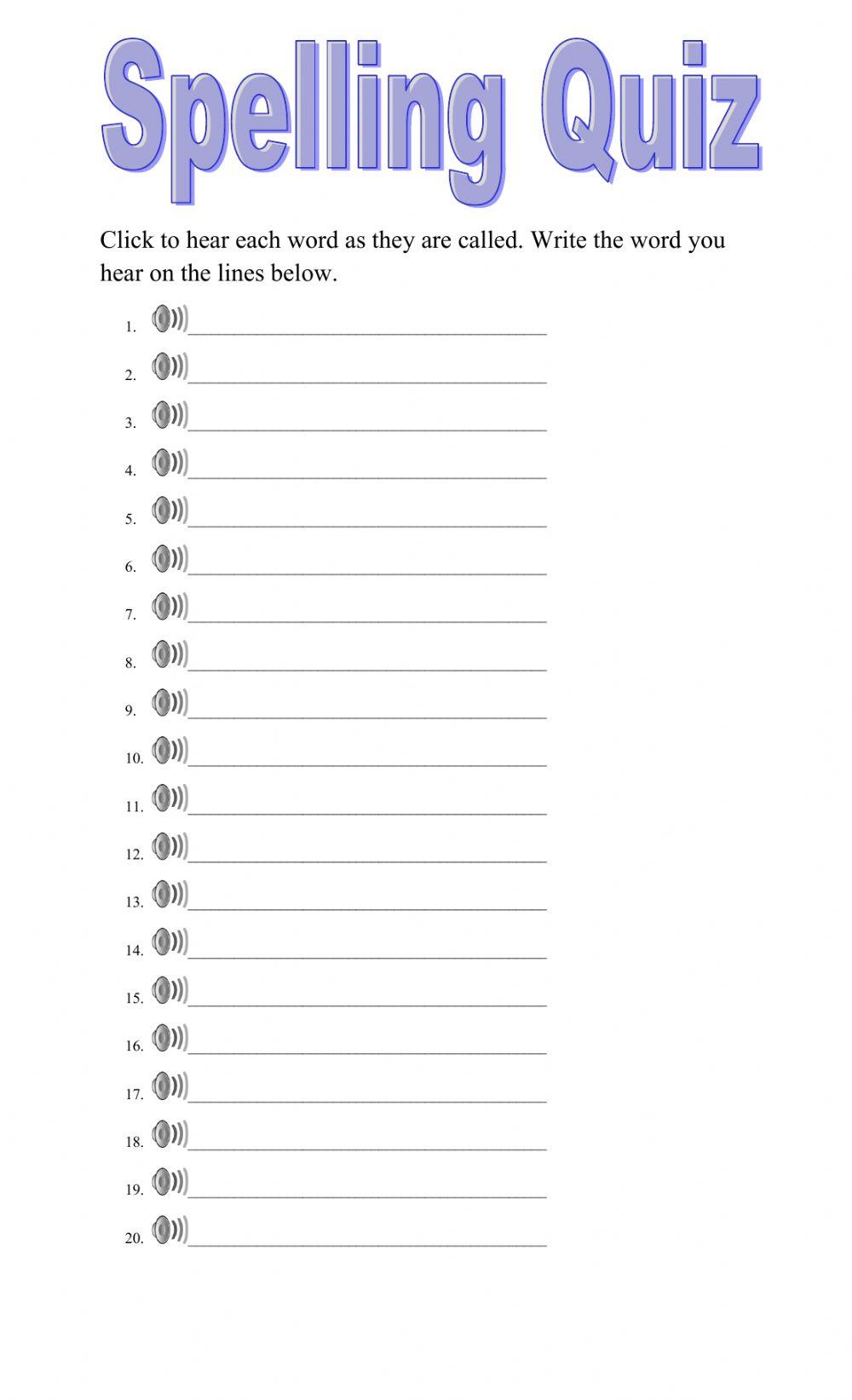 Spelling Quiz interactive worksheet Live Worksheets