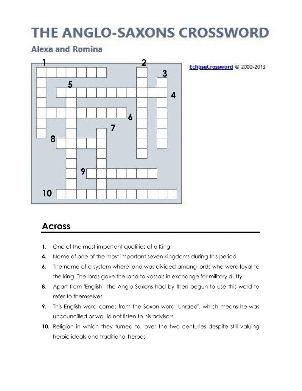 Anglo-Saxons crossword