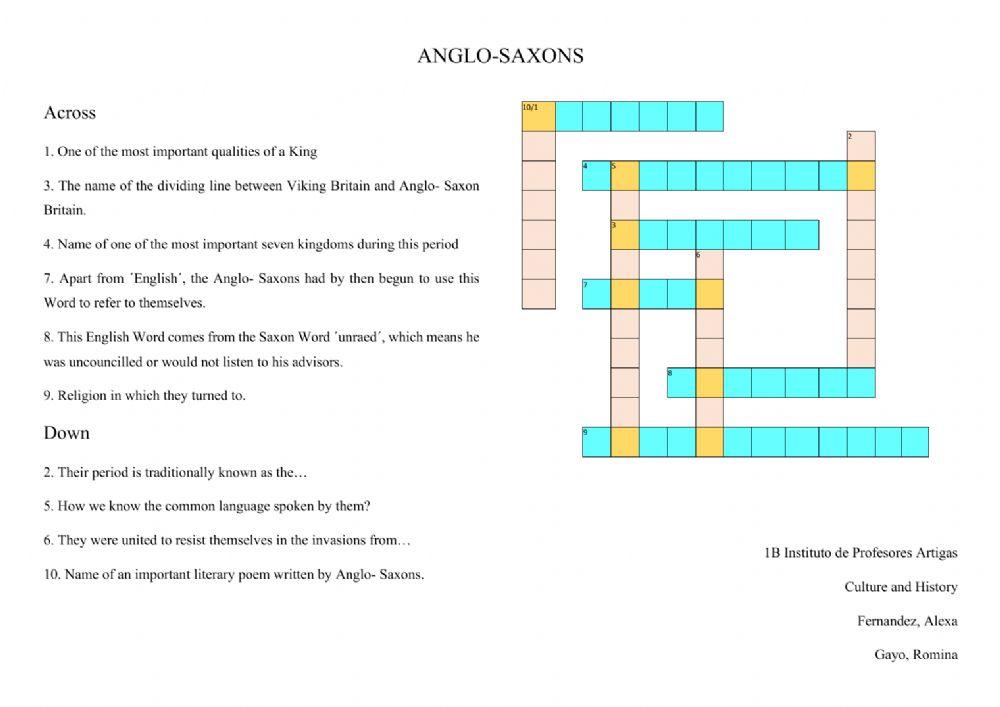 Anglo Saxons Crossword 192484 ROMINAGM Live