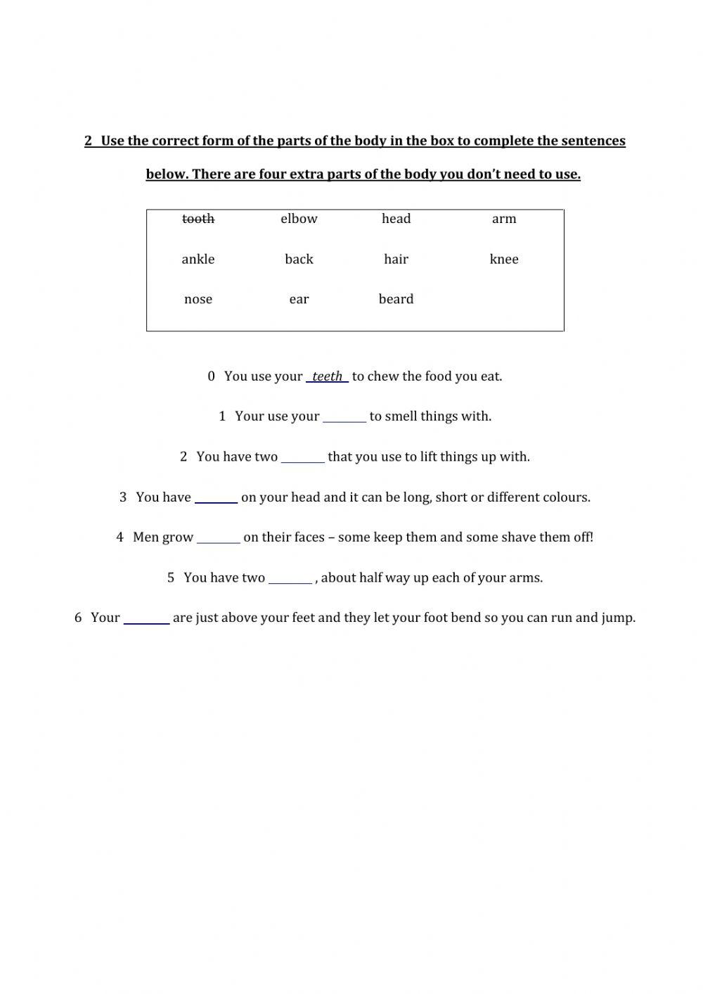English Class A2+ unit 6 vocabulary