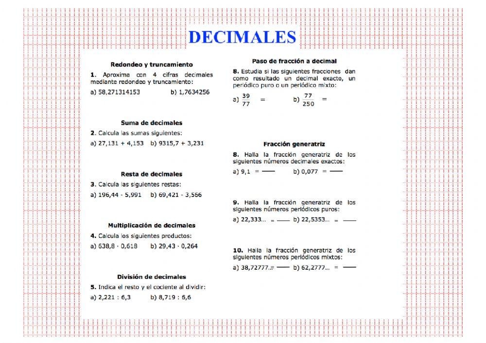 Fracciones y decimales
