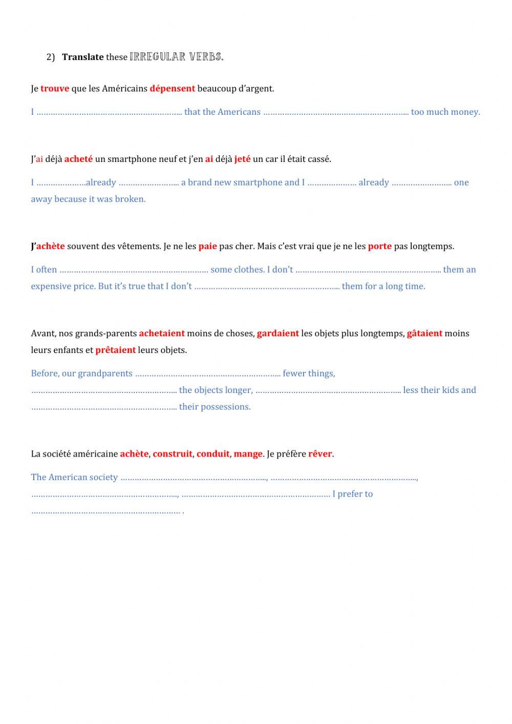 Revising your irregular verbs about overconsuption