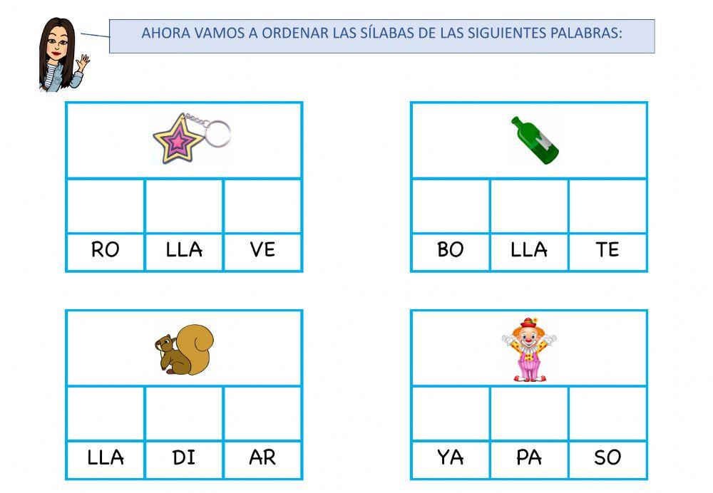 Cuenta y ordena sílabas -ll- -y-