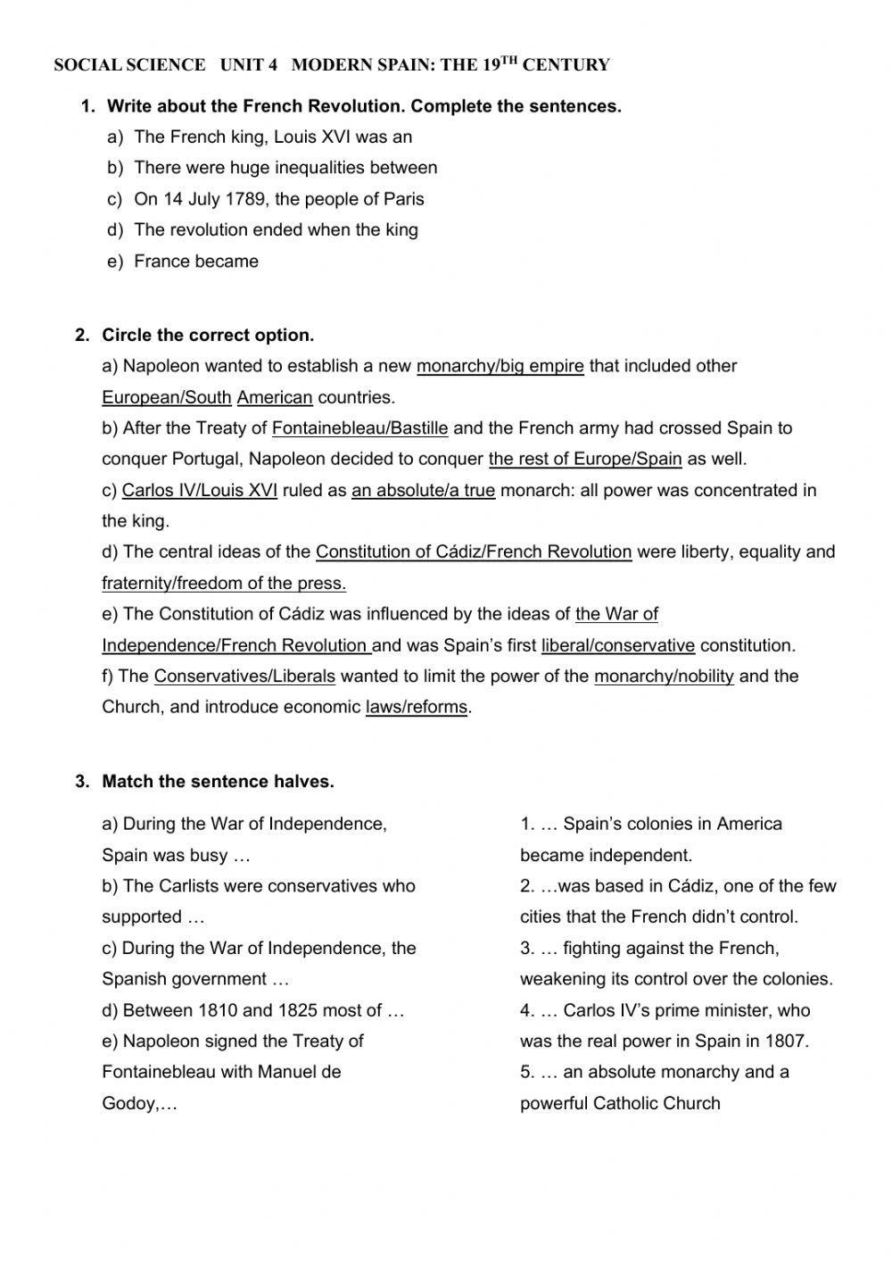 Test Unit 3 Social Science 19th century
