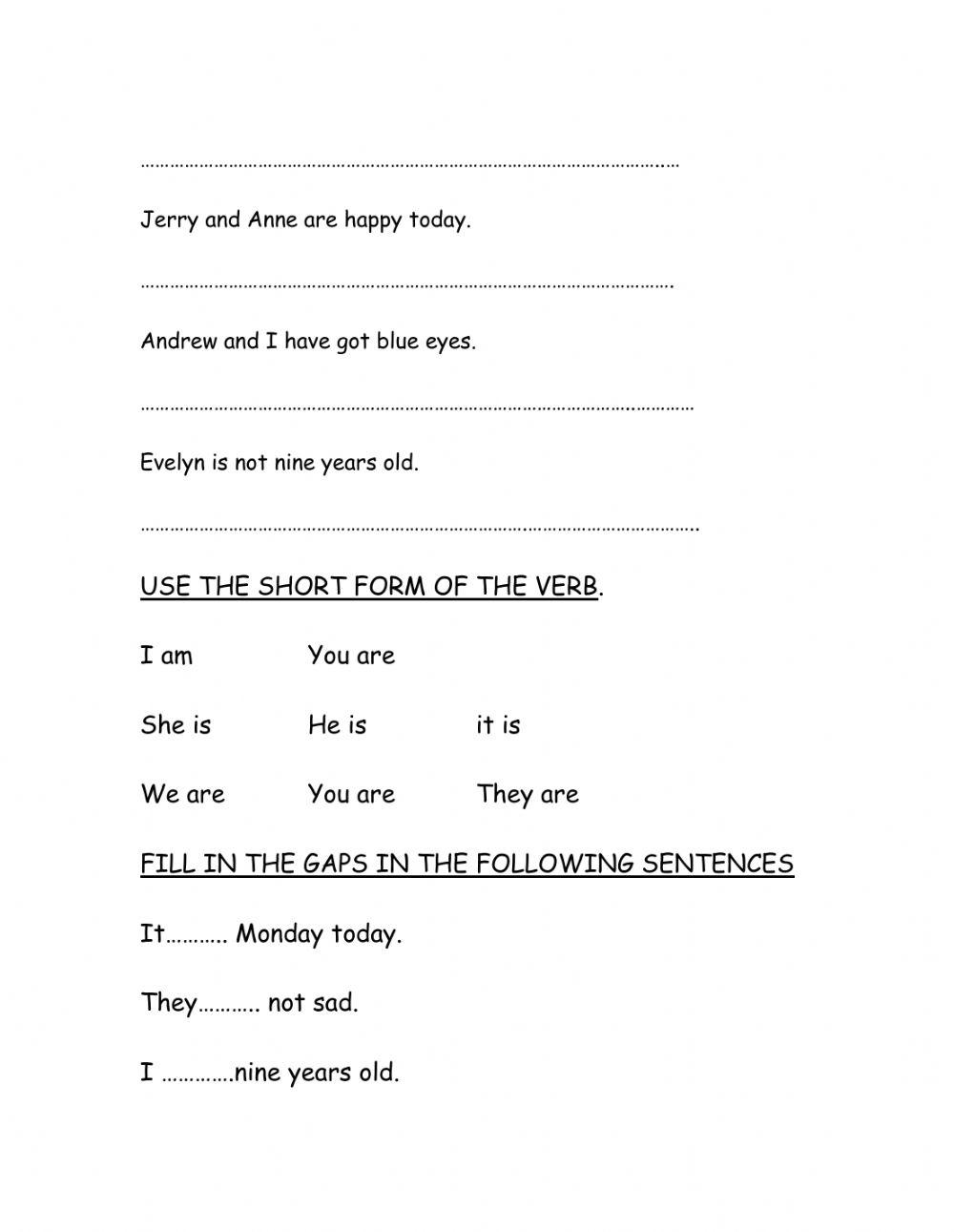 Plural nouns-to be-subject pronouns