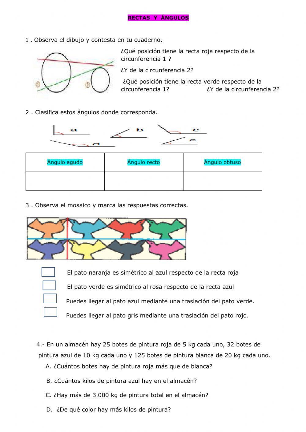 Matemáticas rectas, ángulos, simetría y translación
