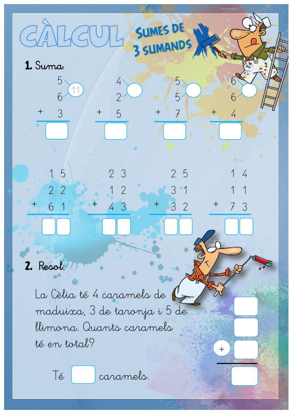 Càlcul 3 sumands sense portar