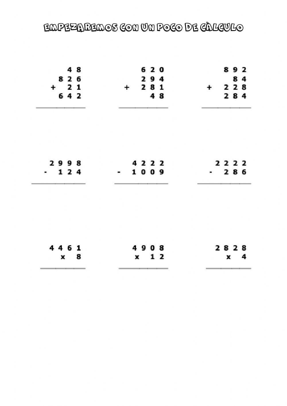 Cálculo 4º primaria