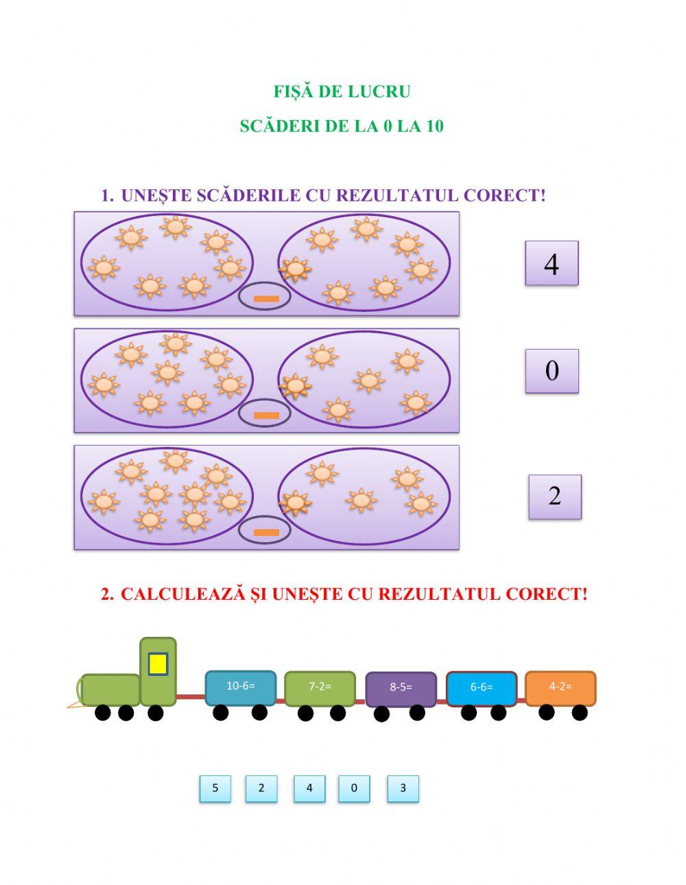 Fișă scăderi 0-10