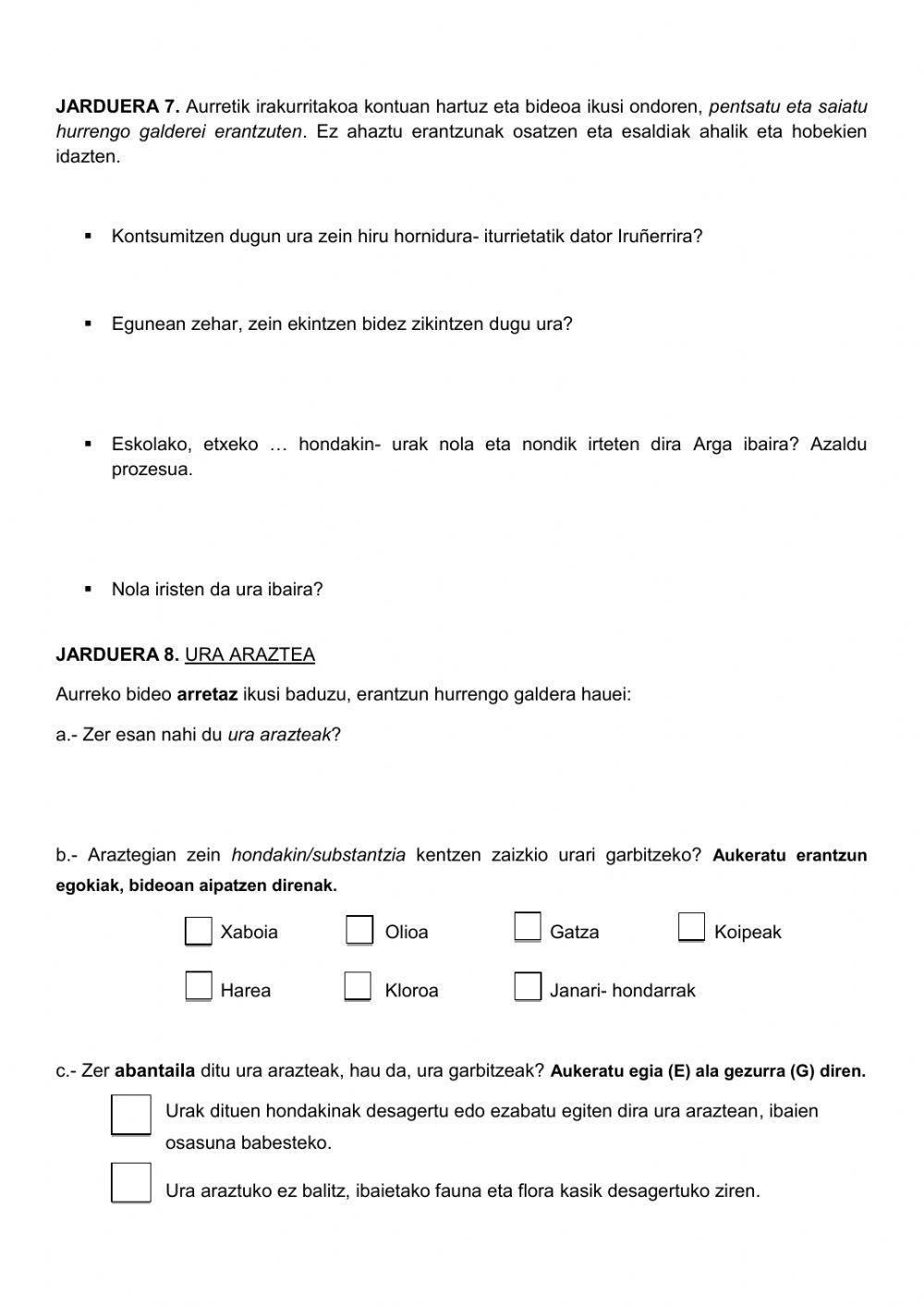 Uraren ibilbidea eta kutsadura