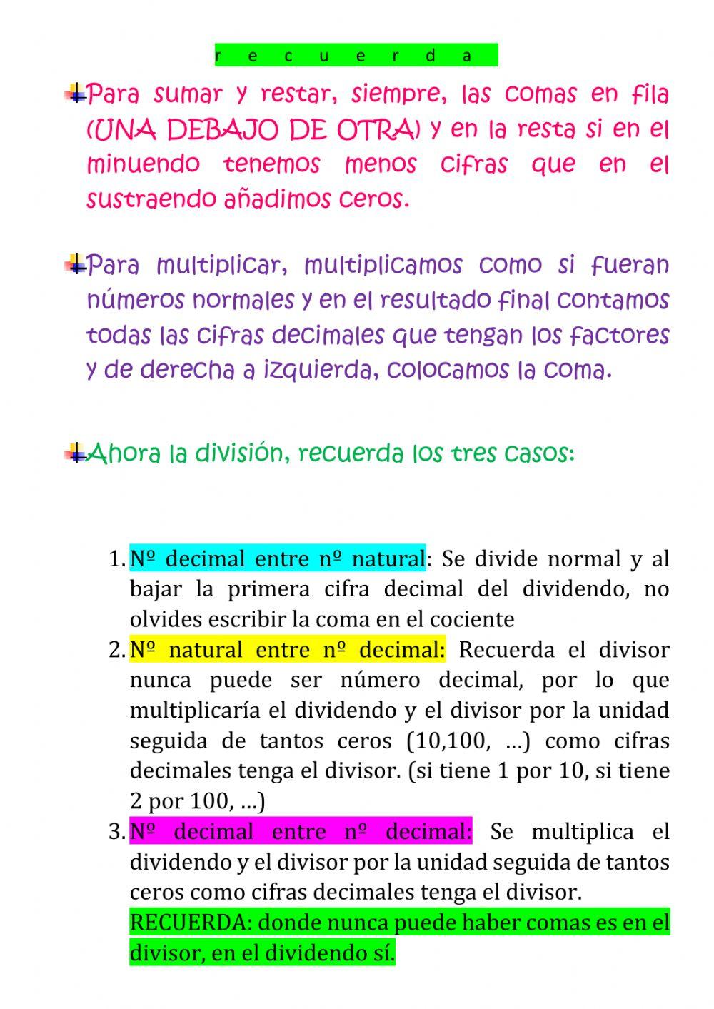 Operaciones decimales