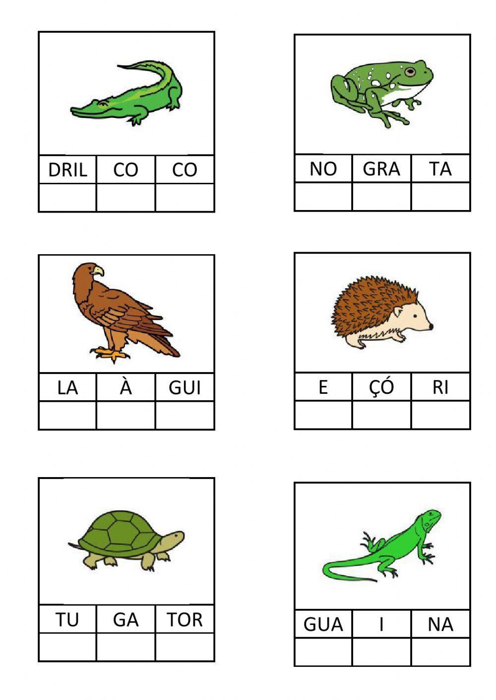 Ordenar síl·labes-animals