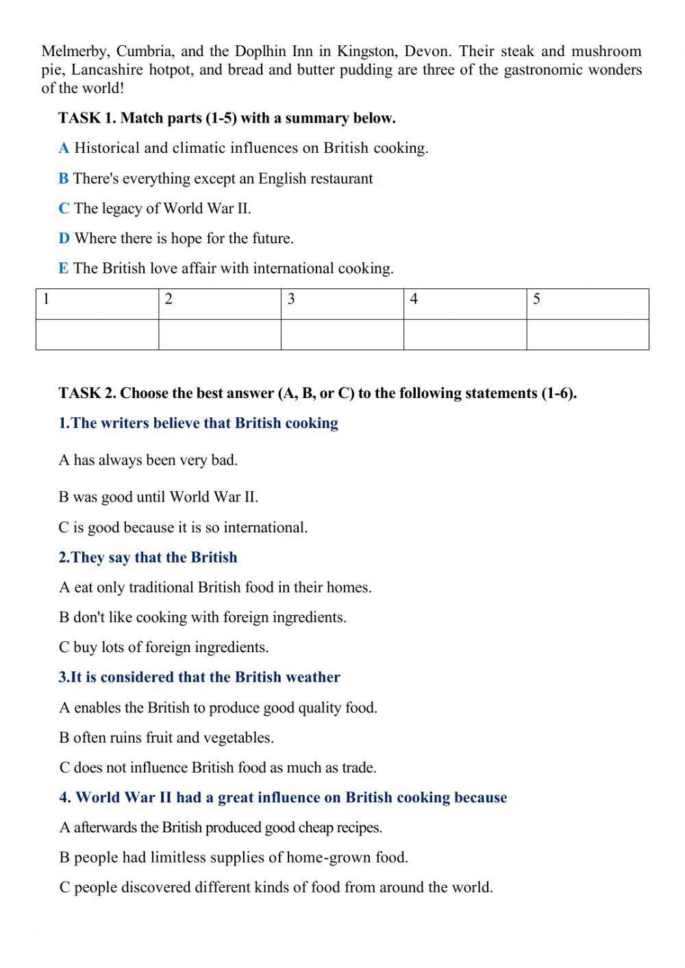 9 Reading IN SEARCH OF GOOD ENGLISH FOOD