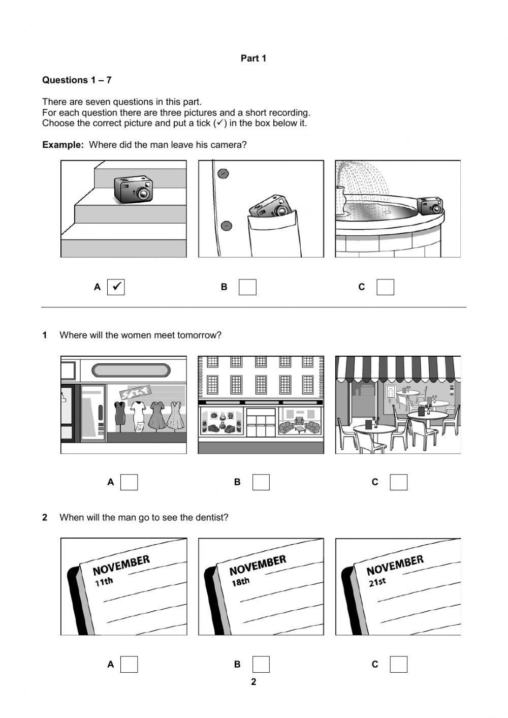 Listening online exercise for live worksheets