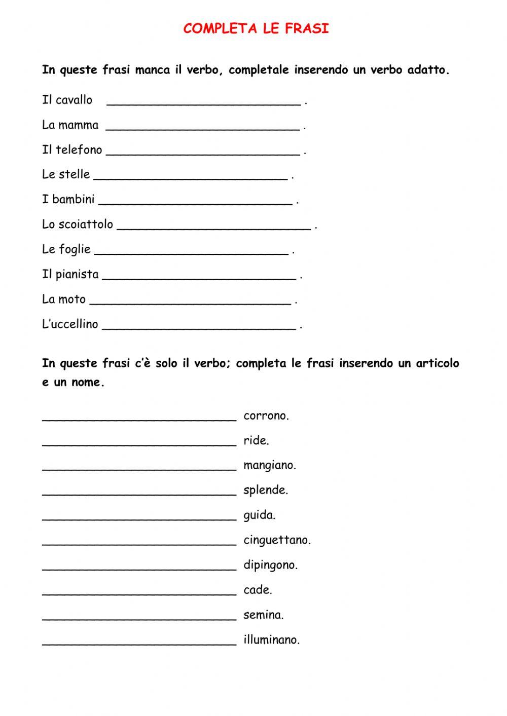 I verbi I verbi