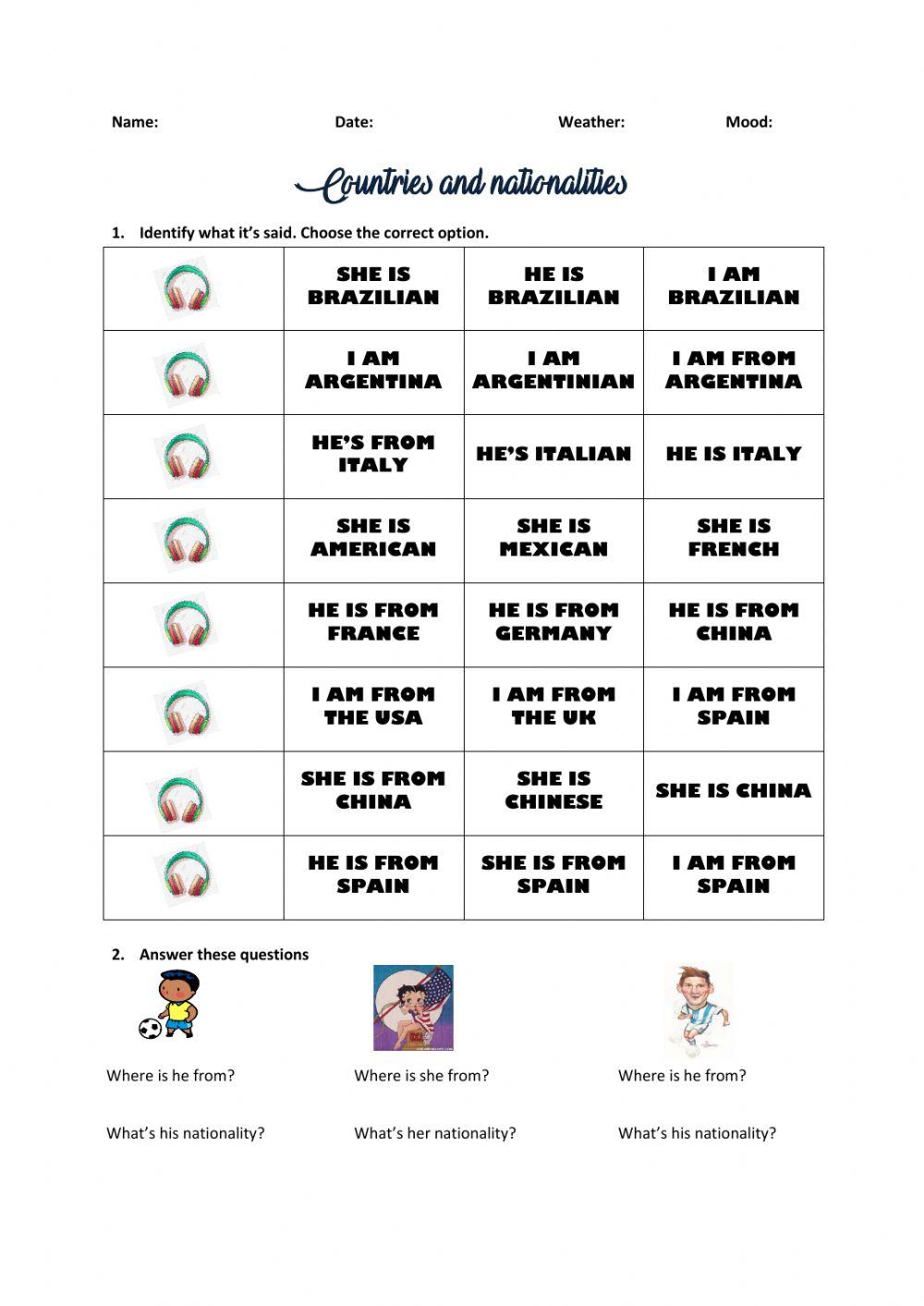 Countries and nationalities